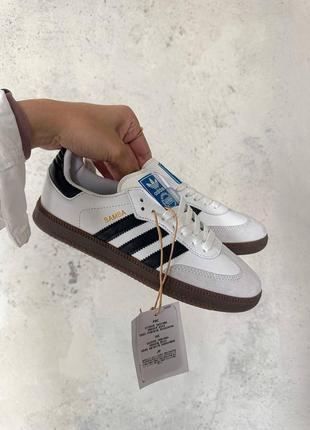 Женские кроссовки adidas samba white/black gum / женские кроссовки адидас на осень