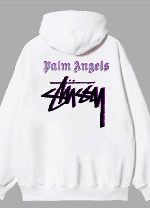 Чоловіче худі stussy palm angels біла стуссі унісекс толстовка з капюшоном кофта