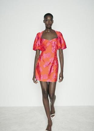 Коротка жакардова сукня жіноча zara new
