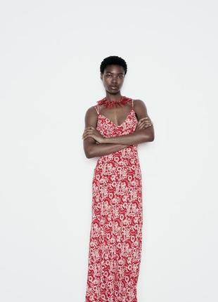 Червона сукня з принтом zara new2 фото