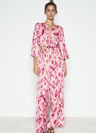 Атласный комбинезон женский розовый zara new