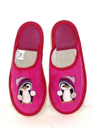 Тапочки для дівчинки пап відкритий рожевий-пінгвін рожевий2 фото