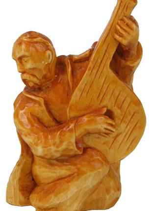Авторська статуетка ручної роботи з дерева козак бандурист3 фото
