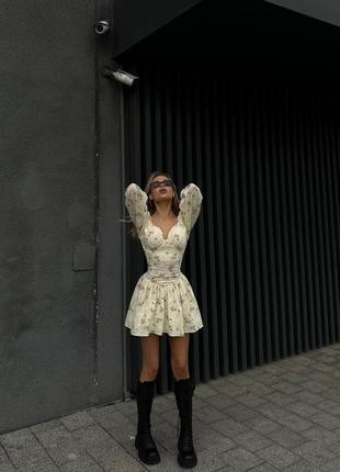 Стильный женский комбинезон 💛 женский комбинезон в цветочный принт 🧡 платье с шортами 💕9 фото