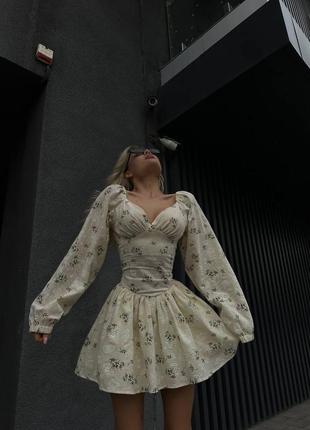 Стильний жіночий комбінезон 💛 жіночий комбінезон в квітковий принт 🧡 сукня з шортами 💕7 фото