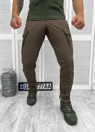 Легкие штаны коричневого цвета летние штаны стрейчевые брюки джоггеры темные воєнторг ua2 фото
