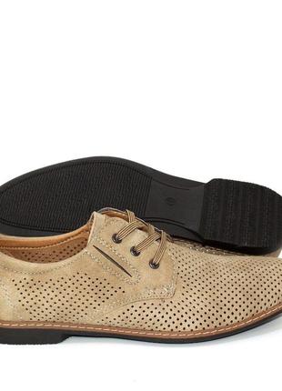 Чоловічі бежеві літні туфлі на шнурках беж5 фото