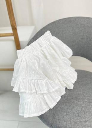 Юбка спідниця для дівчаток біла з ажурної тканини5 фото