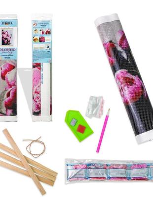 Алмазная мозаика на подрамнике strateg премиум ніжність рожевих півоній без підрамника...