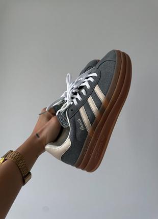 Adidas gazelle bold grey beige white gum 39 2600 172898451