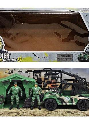 Військовий набір "soldier combat 9", машина, солдатик, палатка