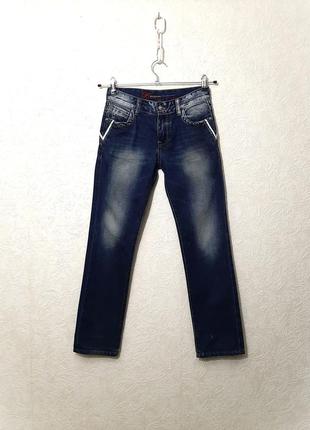 Glo-story відмінні джинси сині котонові прямі біла обробка розмір 25 38 402 фото