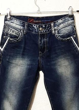 Glo-story відмінні джинси сині котонові прямі біла обробка розмір 25 38 403 фото