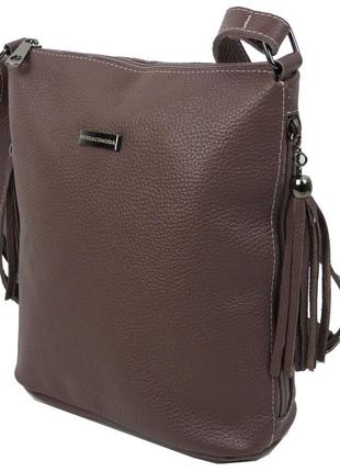 Женская кожаная сумка через плечо borsacomoda коричневая4 фото