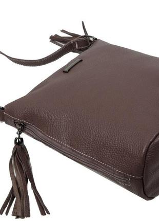 Женская кожаная сумка через плечо borsacomoda коричневая6 фото