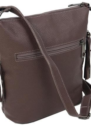 Женская кожаная сумка через плечо borsacomoda коричневая5 фото