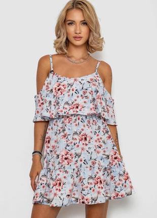 Плаття з квітковим принтом, колір блакитний, 182r7188