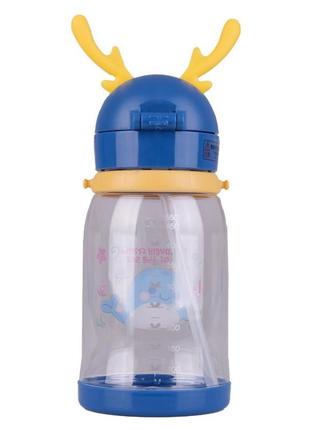 Пляшка для води з трубочкою 550 мл фляга прозора для напоїв з дозатором та ремінцем3 фото
