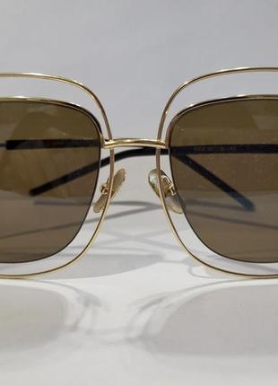 Жіночі сонцезахисні окуляри коричневі лінзи в золотистої оправи квадратної форми в стилі di or