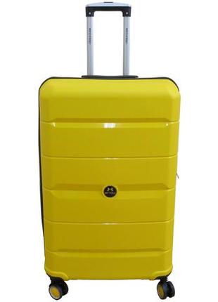 Большой чемодан на колесах из полипропилена 93l my polo, турция желтый