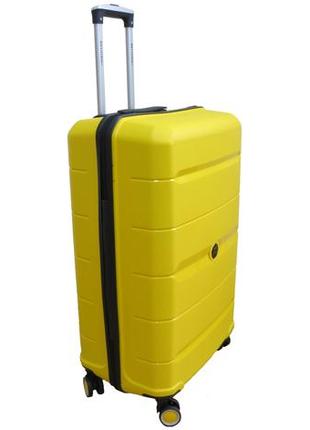 Большой чемодан на колесах из полипропилена 93l my polo, турция желтый2 фото