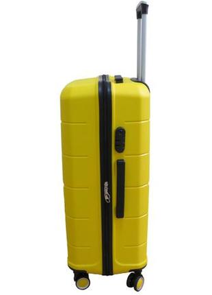 Большой чемодан на колесах из полипропилена 93l my polo, турция желтый5 фото