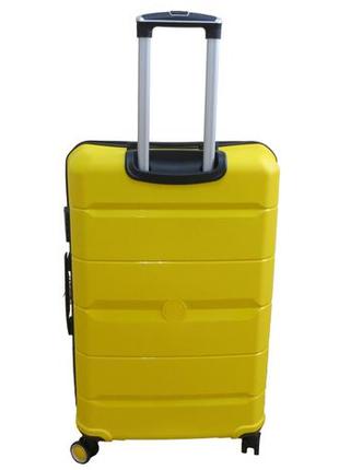 Большой чемодан на колесах из полипропилена 93l my polo, турция желтый4 фото