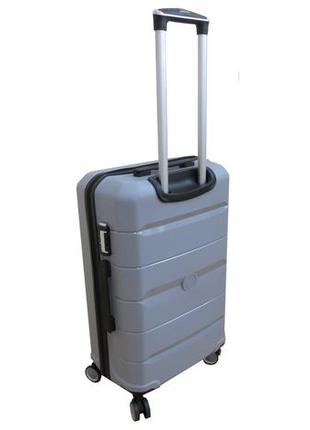 Средний чемодан из полипропилена на колесах 60l my polo, турция серый4 фото