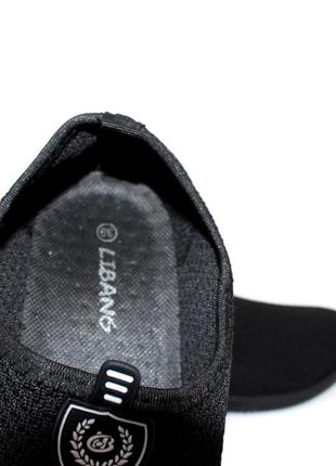 Чорні трикотажні кросівки сліпони чорний8 фото
