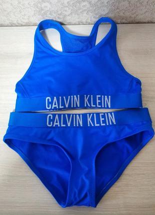 Calvin klein детский набор топ плавки трусы купальник унисекс для занятий спортом плаванием бренд calvin klein, 10-12 лет