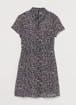 Шифоновое платье - рубашка в цветочек без подкладки h&m4 фото