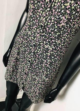 Шифоновое платье - рубашка в цветочек без подкладки h&m6 фото