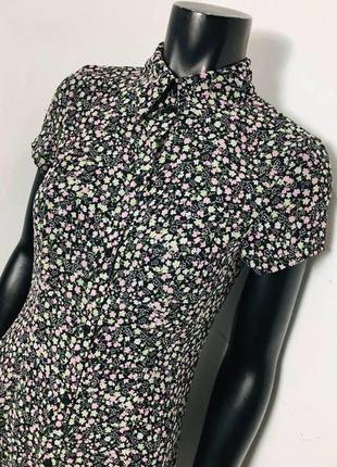 Шифоновое платье - рубашка в цветочек без подкладки h&m8 фото