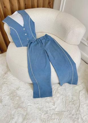 Костюм жилетка та штани з тканини стрейч котон