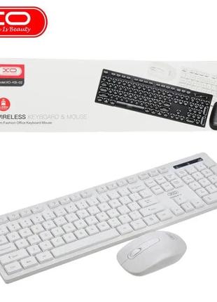 Бездротова клавіатура з мишкою xo kb-02 бездротовий комплект клавіатура та мишка, білий