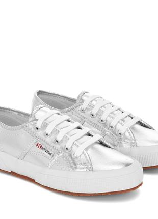 *кеды superga  2750 cotmetu  grey silver (metal effect)*38/38,5 размер*