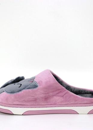 Рожеві велюрові капці з сірим котом рожевий4 фото