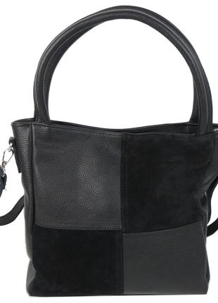 Женская кожаная сумка borsacomoda черная