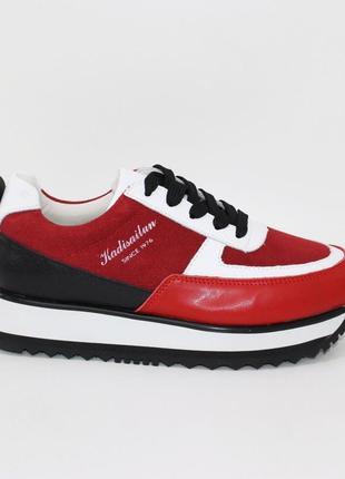 Червоні жіночі кросівки з натуральної замші червоний5 фото