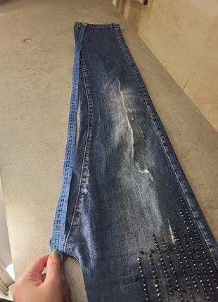 Стильні оригінальні whitney джинси котон стрейч w25 l30 блакитні стрази камені потерті класика красиві класика прямі щільні8 фото