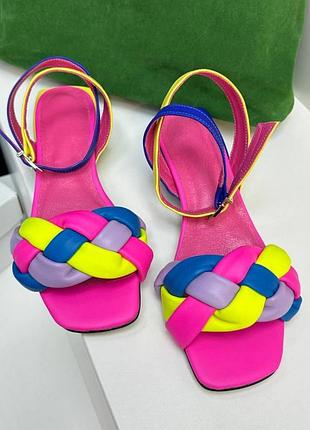 Ексклюзивні босоніжки з італійської шкіри та замші жіночі плетіння косички