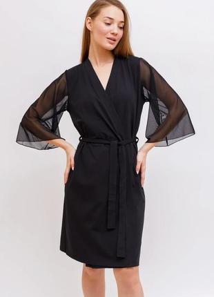 Черный женский халат