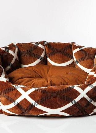 Лежак для собаки красивий червоний коричневий сірий7 фото