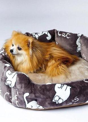 Лежак для собаки красивий червоний коричневий сірий3 фото