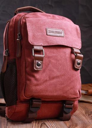 Рюкзак бордовый малиновый текстильный одна шлейка 722170