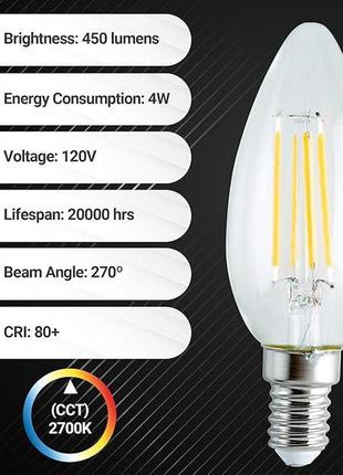 Светодиодная лампа bluestars c35 e14 с европейским цоколем 4 вт (эквивалент 40 вт),...