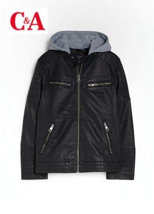 Стильна шкіряна куртка в байкерському стилі c&a роз.s,  3xl