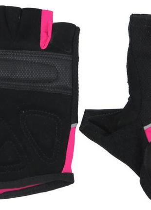 Жіночі велорукавички, рукавички для спорту crivit чорні з рожевим1 фото