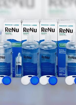 Комплект 4 шт 1440 мл раствор для линз bausch & lomb renu multiplus 360 мл + контейнер реню вода жидкость