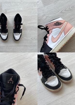 Шикарные кроссовки nike air jordan 1 mid crimson tint pink/white/black4 фото